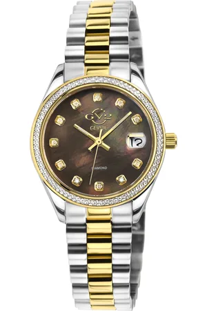 GV2 by Gevril Mens Turin Diamond 12421B MOP Dial Two toned IPYG Swiss Quartz Watch - - One Size