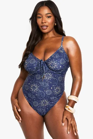 Boohoo Womens PLUS CELESTIAL UNDERWIRE SWIMSUIT - - Size 16 UK