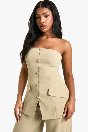 Boohoo Womens Woven Tailored Bandeau Longline Waistcoat - - Size 8 UK