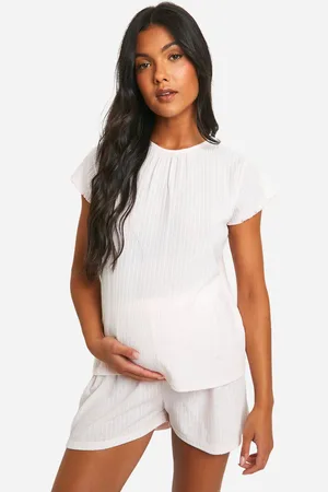 Boohoo Womens Maternity Pointelle T-shirt And Short Pyjama Set - - Size 10 UK