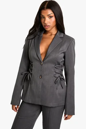 Boohoo Womens Woven Tailored Lace Up Blazer - - Size 8 UK