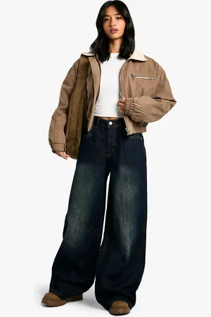 Boohoo Womens The Petite Wide Leg Jean - Cotton - Size 10 UK