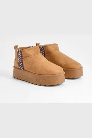 Boohoo Womens Ultra Mini Embroidered Platform Cosy Boots - - Size UK 7