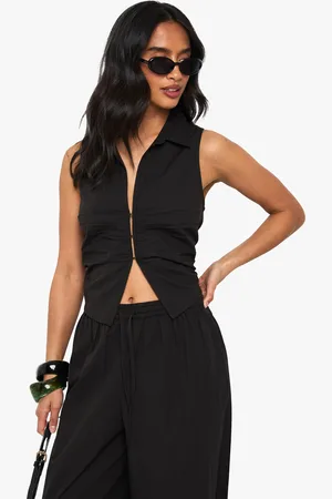Boohoo Womens Petite Cinched Waistcoat - Cotton - Size 12 UK
