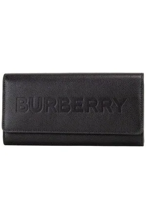 Burberry WoMens Porter Grained Leather Branded Logo Embossed Clutch Flap Wallet - One Size