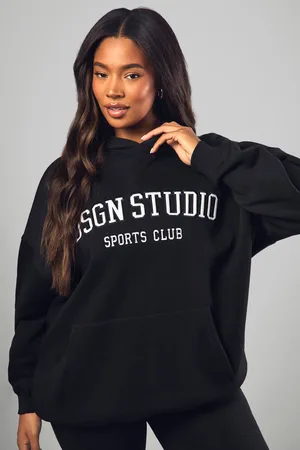 Boohoo Womens Plus Dsgn Studio Applique Oversized Hoodie - Cotton - Size 28 UK