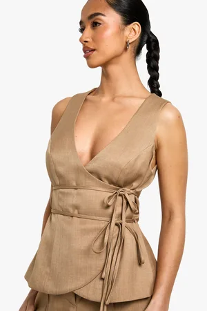 Boohoo Womens Petite Linen Look Waistcoat - - Size 8 UK