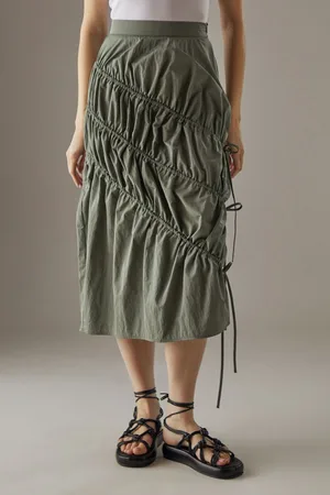 warehouse Womens Taffeta Channel Detail Midi Skirt - - Size 8 UK