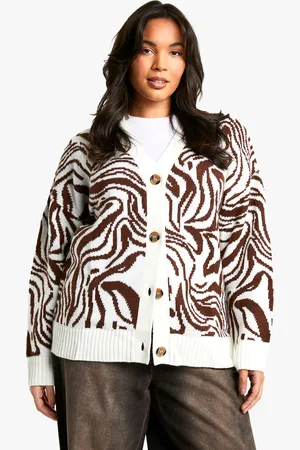 Boohoo Womens Plus Pattern Detail Oversized Cardigan - - Size 18 UK