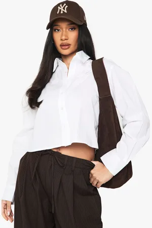 Boohoo Womens Basics Cropped Shirt - - Size 10 UK