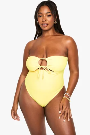 Boohoo Womens Plus Sunshine Trim Cut Out Bandeau Swimsuit - Polyamide - Size 20 UK