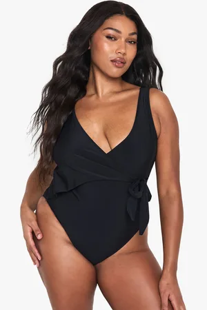Boohoo Womens Plus Swimwear Essentials Tummy Control Wrap Swimsuit - Polyamide - Size 22 UK