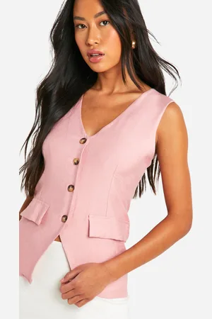 Boohoo Womens Linen Look Longline Waistcoat - Viscose - Size 6 UK