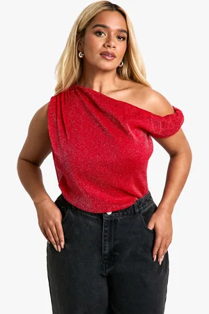 Boohoo Womens Plus Twist Nekcline Glitter Mesh Top - - Size 26 UK