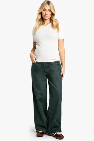 Boohoo Womens Maternity Over The Bump Wide Leg Jeans - Cotton - Size 12 UK