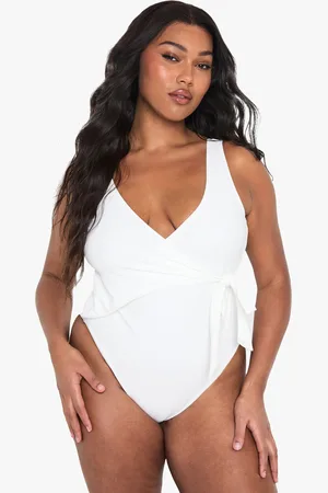 Boohoo Womens Plus Swimwear Essentials Tummy Control Wrap Swimsuit - Polyamide - Size 24 UK