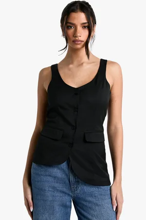 Boohoo Womens Tailored Asymmetric Woven Waistcoat - - Size 10 UK