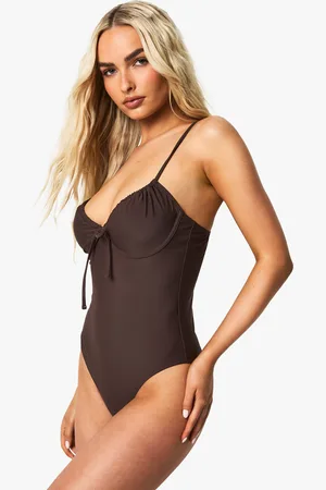 Boohoo Womens Swimwear Essentials Fuller Bust Underwired Swimsuit - - Size 14 UK