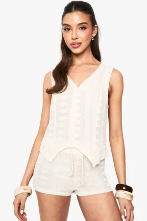 Boohoo Womens Mix and Match Textured Patterned Knitted Waistcoat - - Size 8 UK