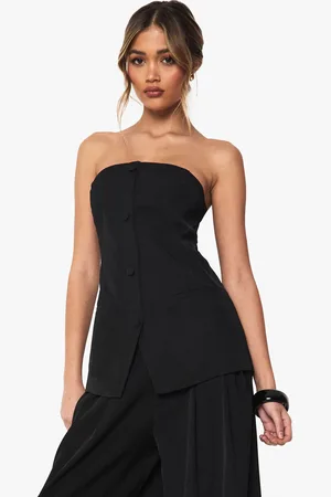 Boohoo Womens Tailored Woven Bandeau Button Waistcoat - - Size 14 UK