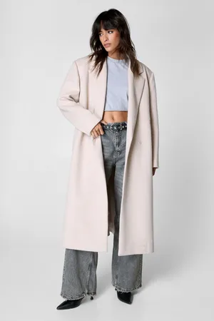 NASTY GAL Womens Premium Wool Blend Double Breasted Coat - - Size 14 UK