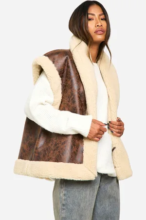 Boohoo Womens Vintage Look Bonded Aviator Gilet - - Size 8 UK