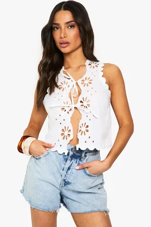 Boohoo Womens Petite Floral Tie Waistcoat - Cotton - Size 14 UK