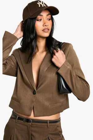 Boohoo Womens Woven Tailored Boxy Crop Blazer - - Size 12 UK