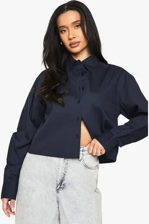 Boohoo Womens Basics Cropped Shirt - Cotton - Size 14 UK