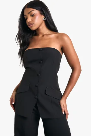 Boohoo Womens Woven Tailored Bandeau Longline Waistcoat - - Size 16 UK
