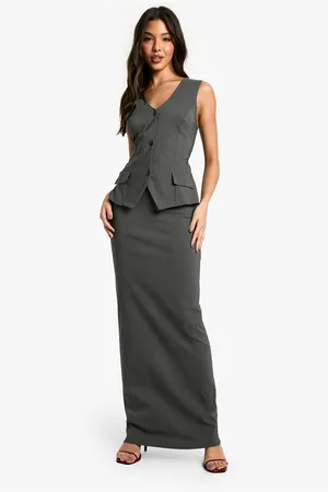 Boohoo Womens Bengaline Plunge Waistcoat Maxi Dress - Viscose - Size 12 UK