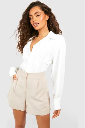 Boohoo Womens Hammered Contour Seam Detail Fitted Shirt - - Size 14 UK