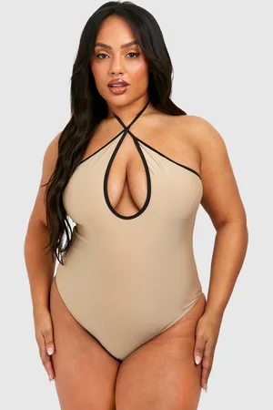 Boohoo Womens Plus Contrast Binding Keyhole Swimsuit - - Size 22 UK