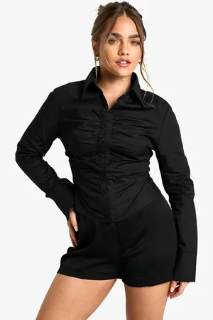Boohoo Womens Petite Fitted Ruched Shirt - - Size 16 UK