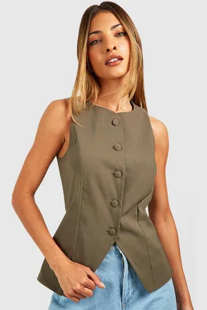 Boohoo Womens Self Fabric Button Front Waistcoat - Viscose - Size 10 UK