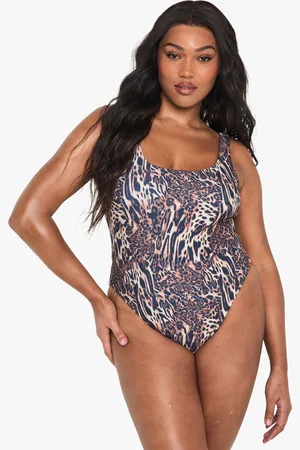 Boohoo Womens Plus Swimwear Essentials Square Neck Swimsuit Polyamide - Size 16 UK