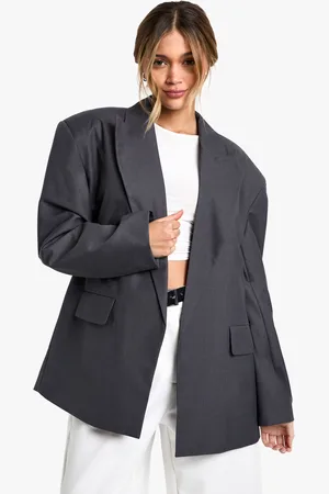 Boohoo Womens Extreme Lapel Oversized Open Blazer - - Size 16 UK