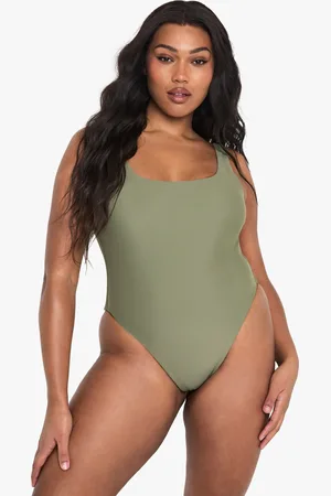Boohoo Womens Plus Swimwear Essentials Square Neck Swimsuit - Polyamide - Size 20 UK