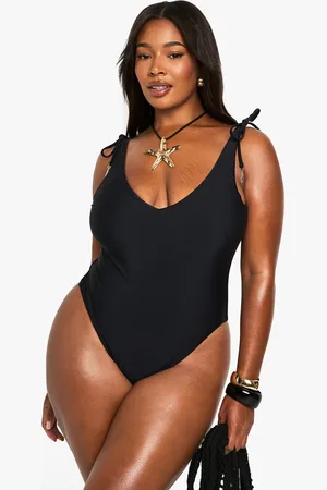 Boohoo Womens Plus Feather Charm Backless Swimsuit - Polyamide - Size 26 UK