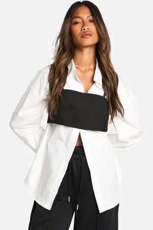 Boohoo Womens Bralet & Oversized Shirt Set - - Size 10 UK