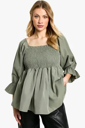 Boohoo Womens Maternity Woven Shirred Long Sleeve Smock Top - - Size 12 UK