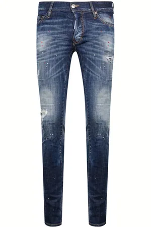 Dsquared2 Mens Slim Jean Destroyed Bros Paint Splash Jeans - Cotton - Size 30W/32L