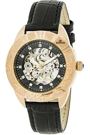 Empress Womens Godiva Automatic MOP Leather-Band Watch - Stainless Steel - One Size