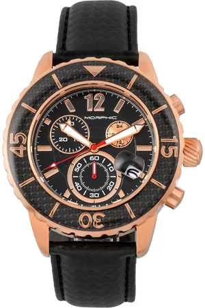 Morphic Mens M51 Series Chronograph Leather-Band Watch w/Date - Stainless Steel - One Size