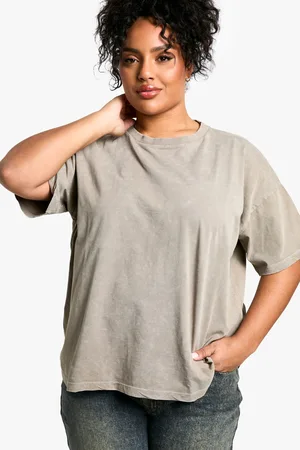 Boohoo Womens Plus Washed Oversized T-Shirt Cotton - Size 18 UK