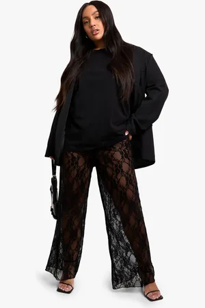 Boohoo Womens Plus Lace Wide Leg Trousers - - Size 28 UK