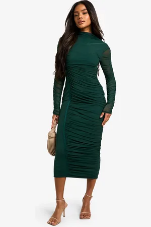 Boohoo Womens Mesh Ruched High Neck Midaxi Dress - - Size 8 UK
