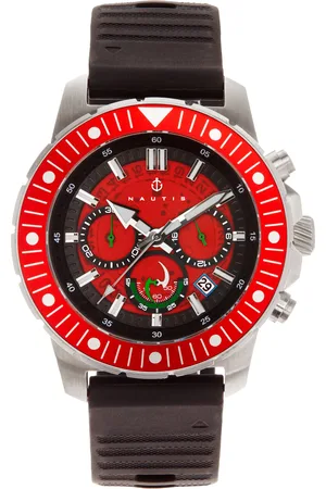 Nautis Mens Caspian Chronograph Strap Watch w/Date - /Red Stainless Steel - One Size