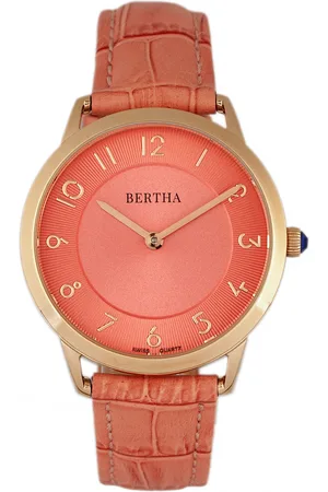 Bertha Womens Abby Swiss Leather-Band Watch - Stainless Steel - One Size