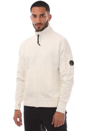 C.P. Company Mens Diagonal Raised Fleece Zipped Lens Sweatshirt in Cotton - Size X-Small